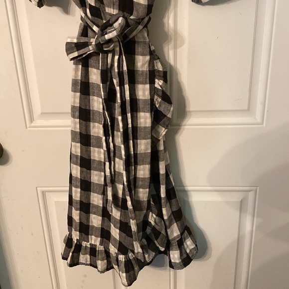 Anthropologie Kayla’s Armoire Black and White Check Wrap Dress - Picture 4 of 12